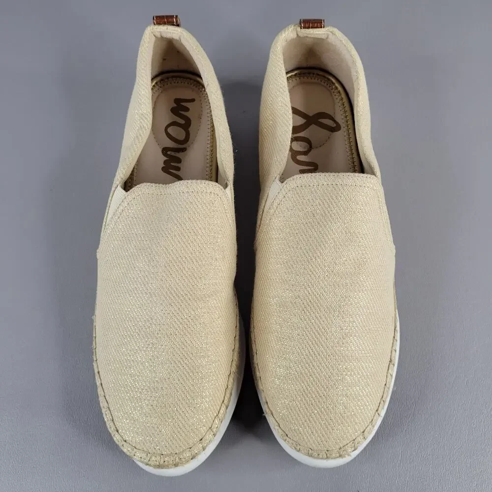 Sam Edelman Womens Kassie Espadrille Slip On Flats Size 10 M Beige Metallic